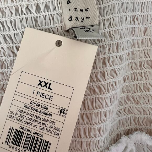 A New Day White Textured Maxi Dress Minimalist Smocked Back Summer XXL - Picture 8 of 13